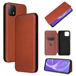 For OPPO A72 5G Carbon Fiber Texture Horizontal Flip TPU + PC + PU Leather Case with Card Slot(Brown)