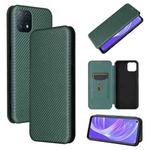 For OPPO A72 5G Carbon Fiber Texture Horizontal Flip TPU + PC + PU Leather Case with Card Slot(Green)