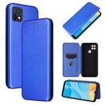 For OPPO A15 Carbon Fiber Texture Horizontal Flip TPU + PC + PU Leather Case with Card Slot(Blue)