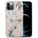 For iPhone 12 Pro Splicing Marble Pattern TPU Protective Case(Light Pink Grey)