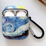Oil Painting Pattern Earphone Protective Case with Hook For AirPods 1 / 2(Starry Sky)