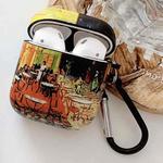 Oil Painting Pattern Earphone Protective Case with Hook For AirPods 1 / 2(Cafe Terrace)