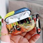 Oil Painting Pattern Earphone Protective Case with Hook For AirPods Pro(Cafe Terrace)