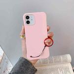 For iPhone 12 / 12 Pro Skin Feeling Protective Case with Lanyard(Pink)