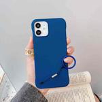 For iPhone 12 / 12 Pro Skin Feeling Protective Case with Lanyard(Blue)
