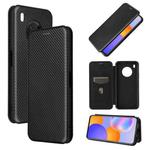 For Huawei Y9a Carbon Fiber Texture Horizontal Flip TPU + PC + PU Leather Case with Card Slot(Black)
