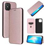 For Huawei nova 8 SE Carbon Fiber Texture Horizontal Flip TPU + PC + PU Leather Case with Card Slot(Pink)