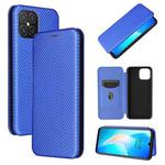 For Huawei nova 8 SE Carbon Fiber Texture Horizontal Flip TPU + PC + PU Leather Case with Card Slot(Blue)