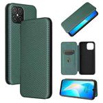 For Huawei nova 8 SE Carbon Fiber Texture Horizontal Flip TPU + PC + PU Leather Case with Card Slot(Green)