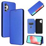 For Samsung Galaxy A32 5G Carbon Fiber Texture Horizontal Flip TPU + PC + PU Leather Case with Card Slot(Blue)