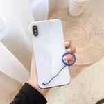 Non-frame Four-corner Shockproof PC Case with Finger Ring Strap For iPhone XS / X(Blue)