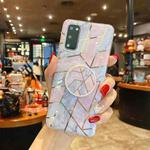 For Samsung Galaxy S20 Plus Splicing Marble Pattern Gilding TPU Protective Case with Foldable Holder(Pink Grey)