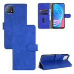 For OPPO A72 5G / A73 5G Solid Color Skin Feel Magnetic Buckle Horizontal Flip Calf Texture PU Leather Case with Holder & Card Slots & Wallet(Blue)