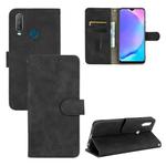 For vivo Y17 / Y15 / Y12 Solid Color Skin Feel Magnetic Buckle Horizontal Flip Calf Texture PU Leather Case with Holder & Card Slots & Wallet(Black)