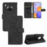 For Huawei Y9a Solid Color Skin Feel Magnetic Buckle Horizontal Flip Calf Texture PU Leather Case with Holder & Card Slots & Wallet(Black)