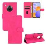 For Huawei Y9a Solid Color Skin Feel Magnetic Buckle Horizontal Flip Calf Texture PU Leather Case with Holder & Card Slots & Wallet(Rose Red)