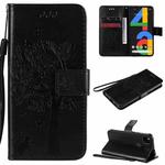 For Google Pixel 4a 4G Tree & Cat Embossed Pattern Horizontal Flip Leather Case with Holder & Card Slots & Wallet & Lanyard(Black)