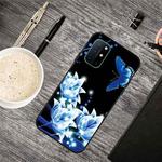 For OnePlus 8T Oil Embossed Coloured Drawing Pattern Shockproof  TPU Protective Case(Blue Butterfly)