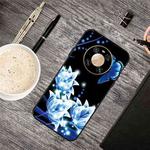 For Huawei Mate 40 Oil Embossed Coloured Drawing Pattern Shockproof  TPU Protective Case(Blue Butterfly)