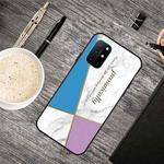 For OnePlus 8T Frosted Fashion Marble Shockproof  TPU Protective Case(Blue-violet Triangle)