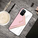 For OnePlus 8T Frosted Fashion Marble Shockproof  TPU Protective Case(Pink Triangle)