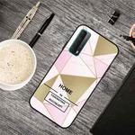 For Huawei P Smart 2021 Frosted Fashion Marble Shockproof  TPU Protective Case(Golden Triangle)