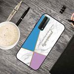 For Huawei P Smart 2021 Frosted Fashion Marble Shockproof  TPU Protective Case(Blue-violet Triangle)
