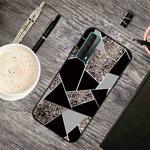 For Huawei P Smart 2021 Frosted Fashion Marble Shockproof  TPU Protective Case(Black Gold Triangle)