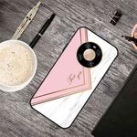 For Huawei Mate 40 Frosted Fashion Marble Shockproof  TPU Protective Case(Pink Triangle)