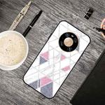 For Huawei Mate 40 Pro Frosted Fashion Marble Shockproof  TPU Protective Case(White Pink Triangle)