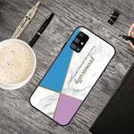 For Samsung Galaxy M51 Frosted Fashion Marble Shockproof  TPU Protective Case(Blue-violet Triangle)