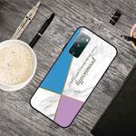 For Samsung Galaxy S20 FE Frosted Fashion Marble Shockproof  TPU Protective Case(Blue-violet Triangle)