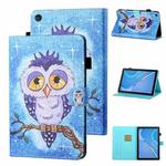 For Huawei Honor Pad 6 / X6 & Enjoy 2 & MatePad T10 / T10S Colored Drawing Stitching Horizontal Flip Leather Case TPU Bottom Case with Holder & Card Slots & Anti-skid Strip & Pen Slot(Blue Background Owl)