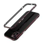 For iPhone 12 Pro Aurora Series Lens Protector + Metal Frame Protective Case(Black Red)