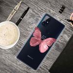 For OnePlus Nord N10 5G Colored Drawing Clear TPU Protective Cases(Red Butterfly)