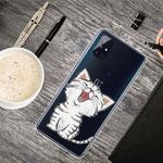 For OnePlus Nord N10 5G Colored Drawing Clear TPU Protective Cases(Laughing Cat)