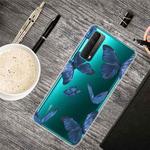 For Huawei P Smart 2021 Colored Drawing Clear TPU Protective Cases(Blue Butterfly)