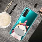 For Huawei P Smart 2021 Colored Drawing Clear TPU Protective Cases(Fat Unicorn)