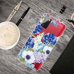 For Samsung Galaxy A02s US Version Colored Drawing Clear TPU Protective Cases(Blue White Roses)
