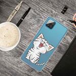 For Samsung Galaxy A12 Colored Drawing Clear TPU Protective Cases(Laughing Cat)