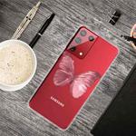For Samsung Galaxy S21 5G Colored Drawing Clear TPU Protective Cases(Red Butterfly)