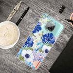 For Xiaomi Mi 10T Lite 5G Colored Drawing Clear TPU Protective Cases(Blue White Roses)