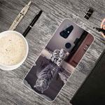 For OnePlus Nord N10 5G Colored Drawing Clear TPU Protective Cases(Reflection Cat Tiger)