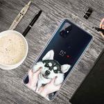 For OnePlus Nord N100 Colored Drawing Clear TPU Protective Cases(Pinch Face Dog)