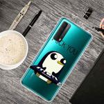 For Huawei P Smart 2021 Colored Drawing Clear TPU Protective Cases(Penguin)