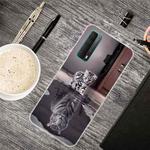 For Huawei P Smart 2021 Colored Drawing Clear TPU Protective Cases(Reflection Cat Tiger)