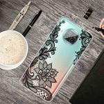 For Xiaomi Mi 10T Lite 5G Colored Drawing Clear TPU Protective Cases(Black Rose)