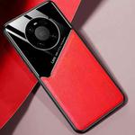 For Huawei Mate 40 Pro All-inclusive Leather + Organic Glass Protective Case with Metal Iron Sheet(Red)