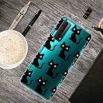 For Huawei P Smart 2021 Shockproof Painted Transparent TPU Protective Case(Black Cat)