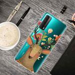 For Huawei P Smart 2021 Shockproof Painted Transparent TPU Protective Case(Flower Deer)